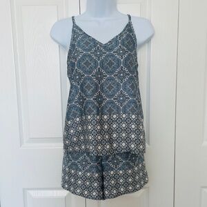 Blue Satin Pajama Set – Women's Small, Soft Sleepwear, Pristine Condition